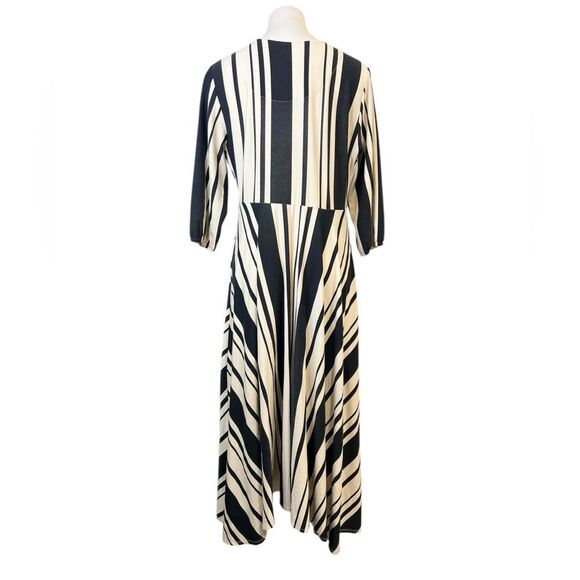 Soft Surroundings maxi dress PL beige/gray striped short sleeve casual office - Picture 4 of 6